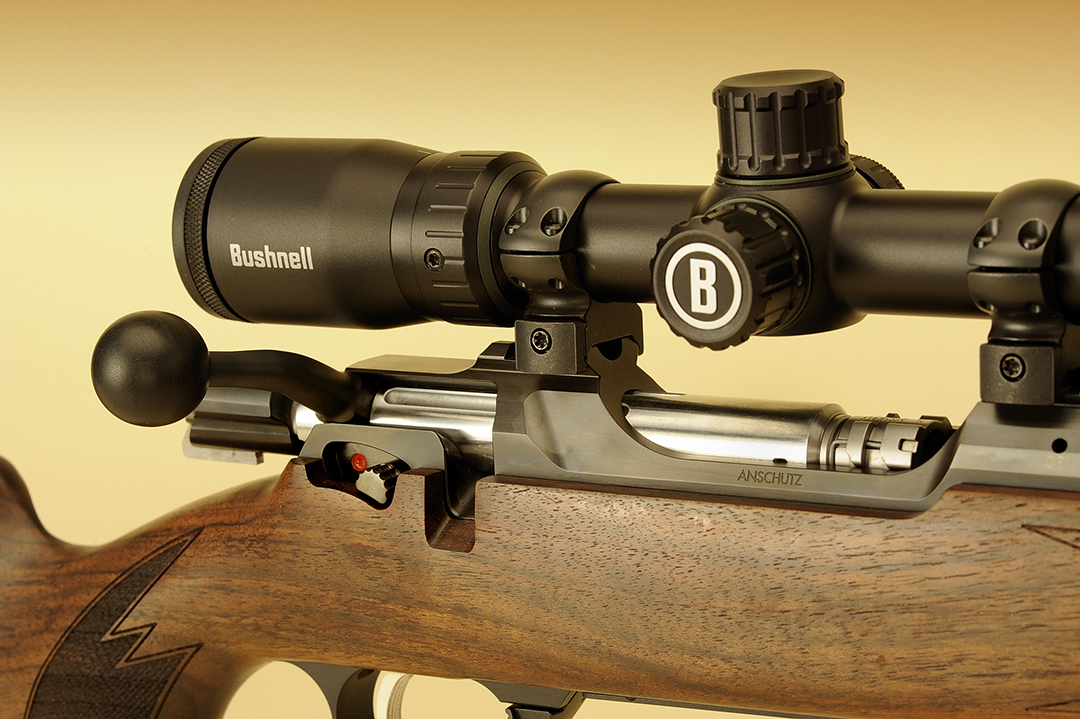 Like many rifles today, a 60-degree bolt lift is now standard, which allows a scope with a larger eyepiece to be installed. With the larger eyepiece on this Bushnell scope, the bolt handle clears it with room to spare.